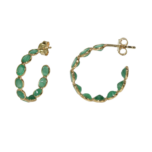 18kY Emerald Oval Earring