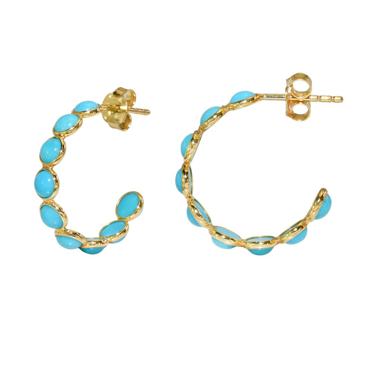 18k Turquoise Circle Earring 20MM