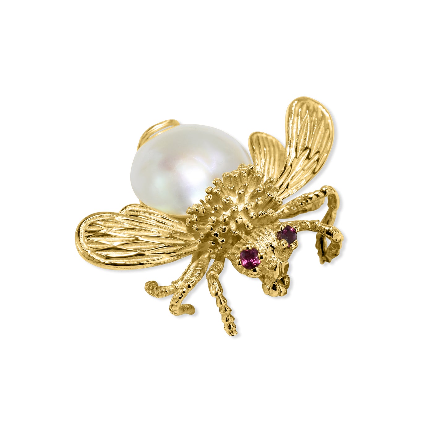 18k Ruby and Pearl Bumble Bee Brooch Pin