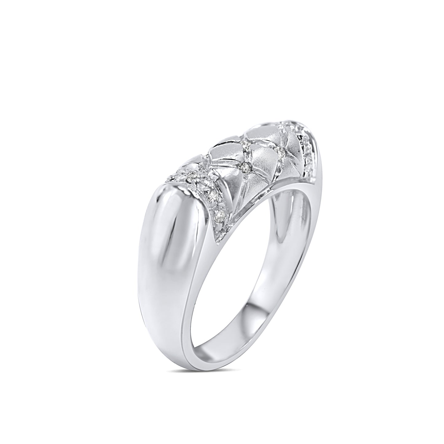 18k White Gold Diamond Barrel Ring 0.17ct