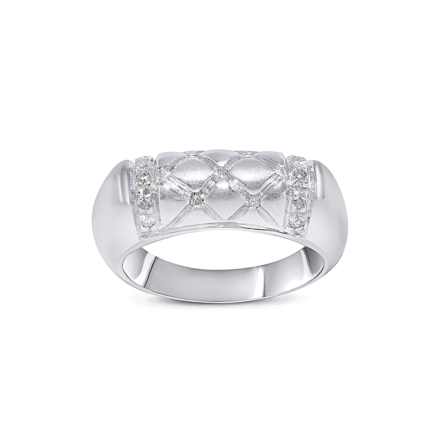 18k White Gold Diamond Barrel Ring 0.17ct