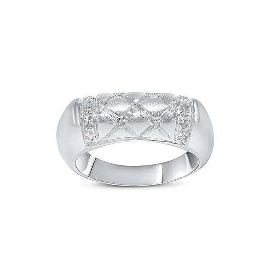 18k White Gold Diamond Barrel Ring 0.17ct