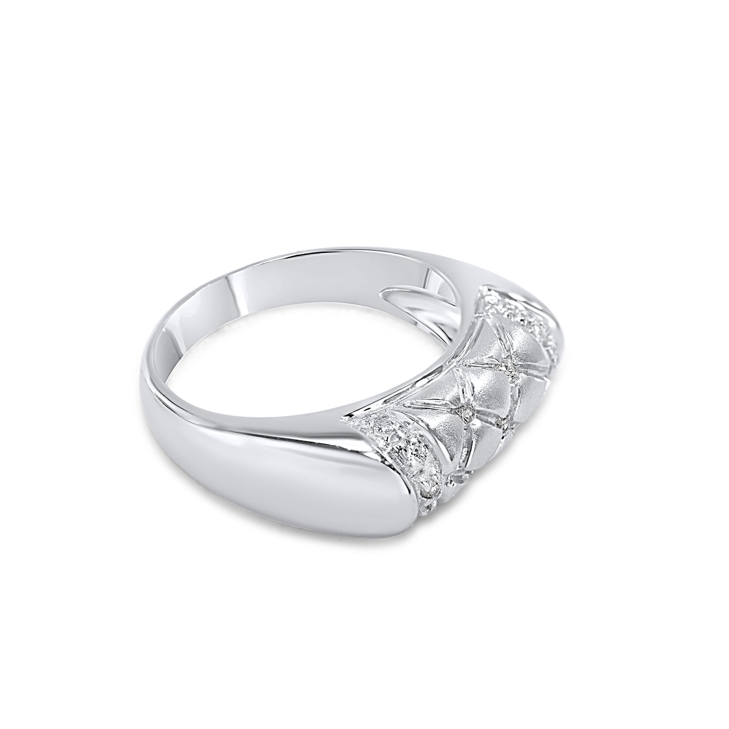 18k White Gold Diamond Barrel Ring 0.17ct