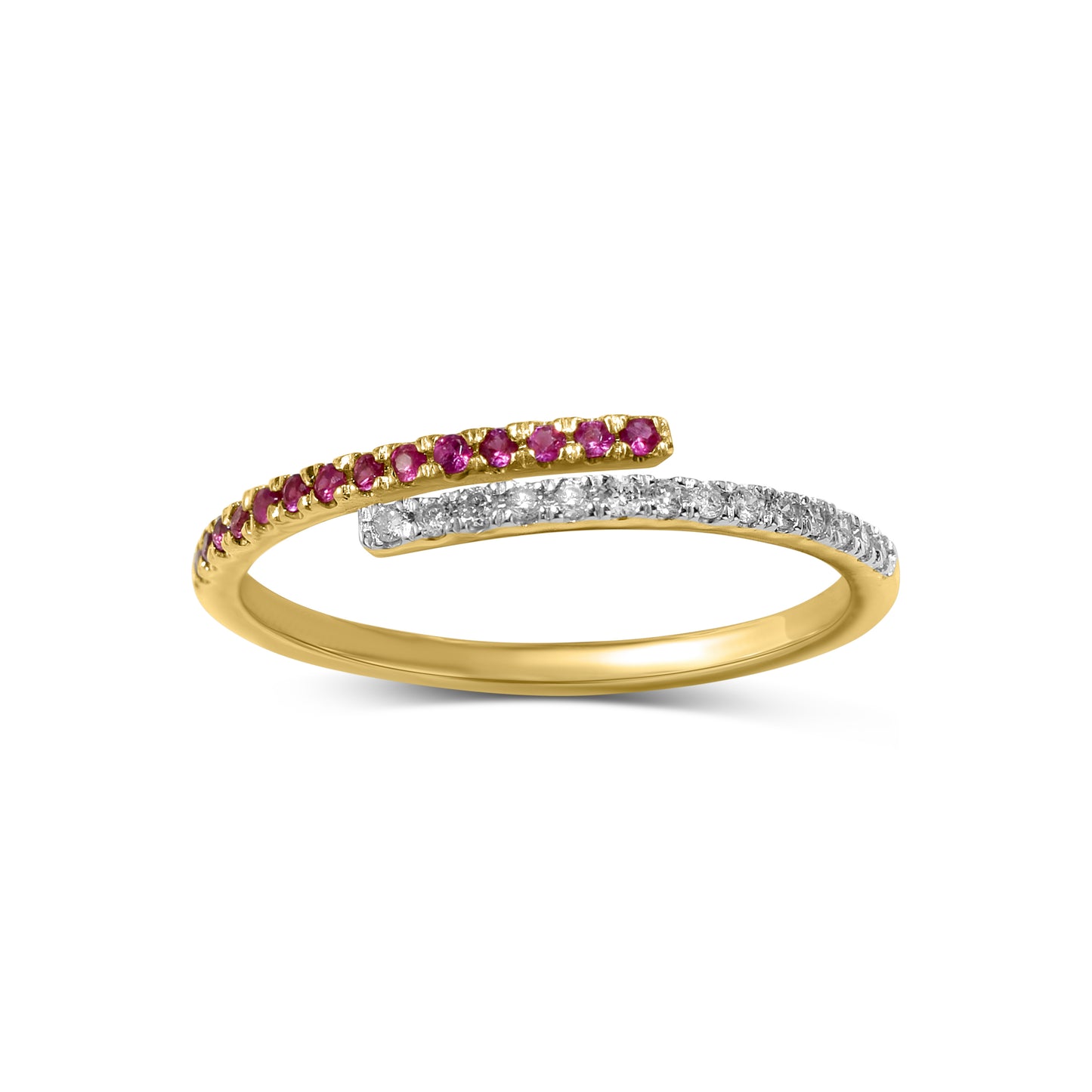 18k Ruby/Emerald/Diamond Bypass Ring