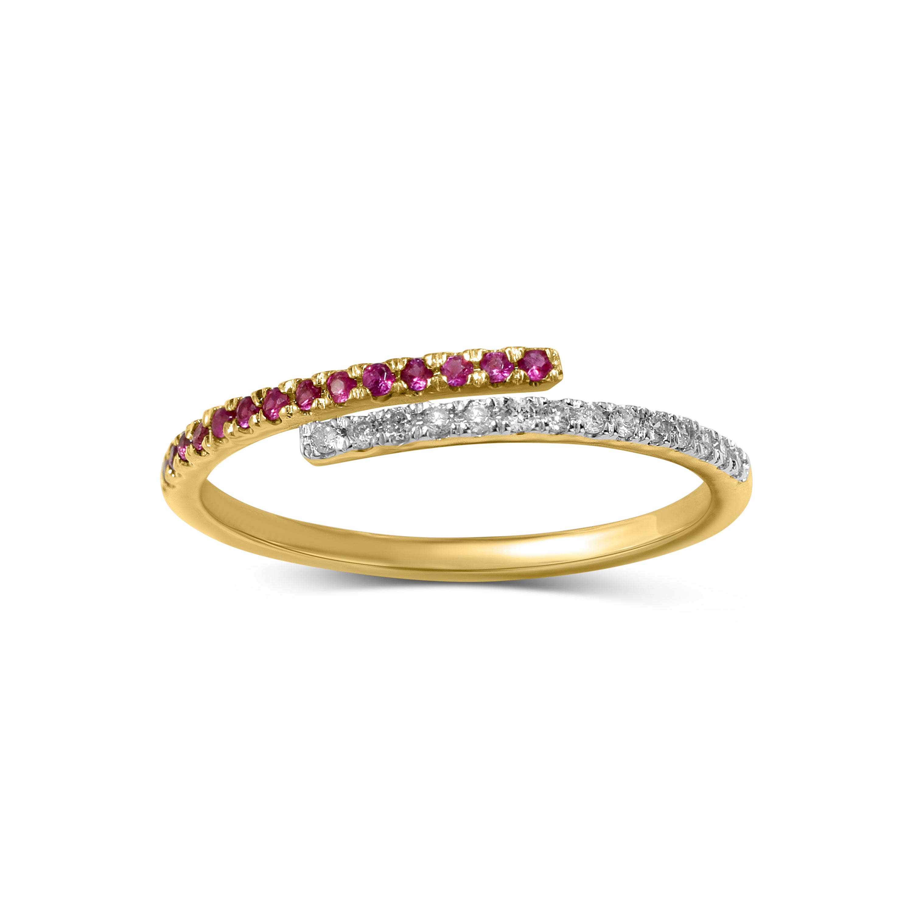 18k Ruby/Emerald/Diamond Bypass Ring