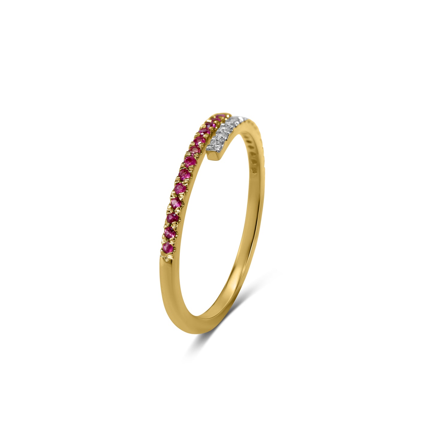 18k Ruby/Emerald/Diamond Bypass Ring