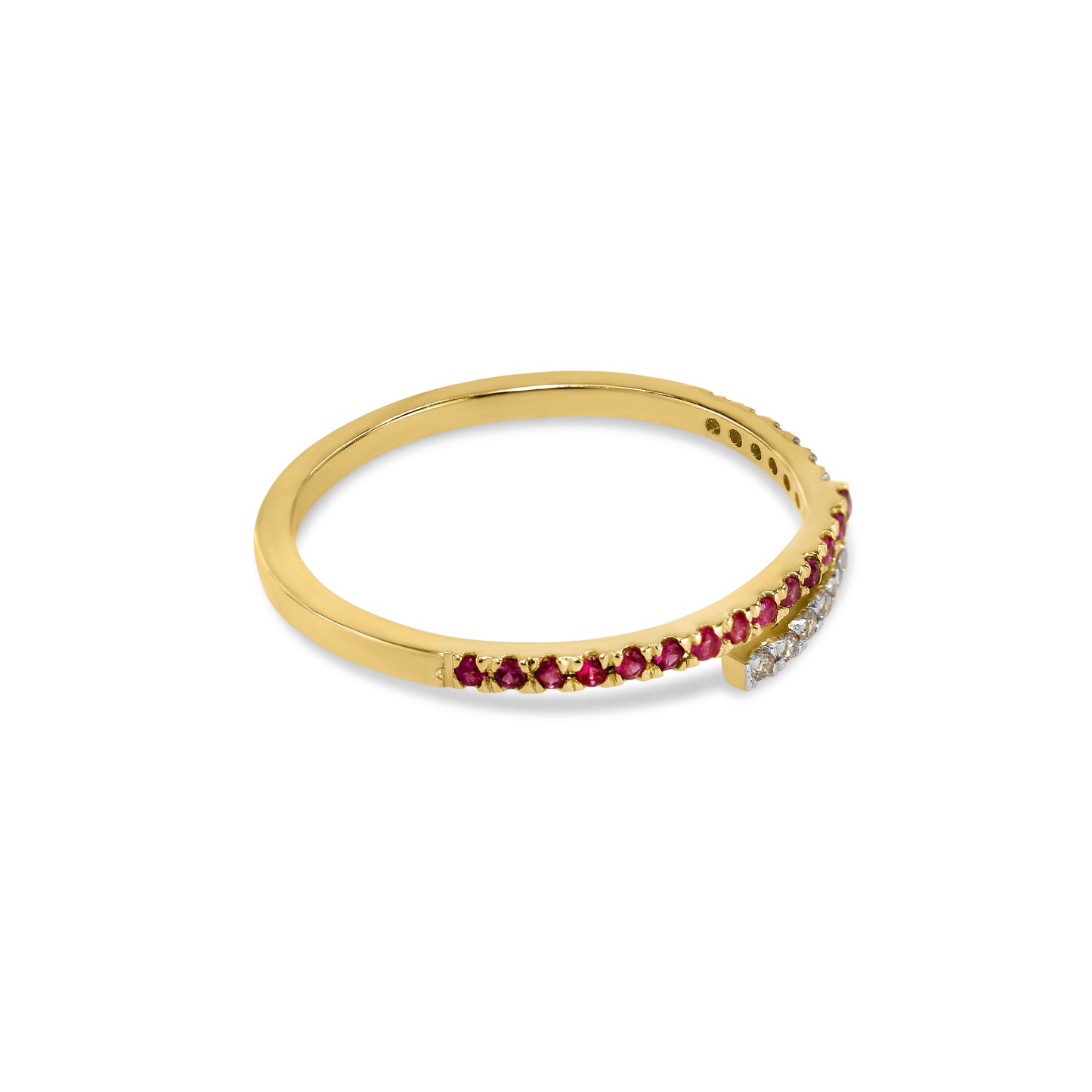 18k Ruby/Emerald/Diamond Bypass Ring