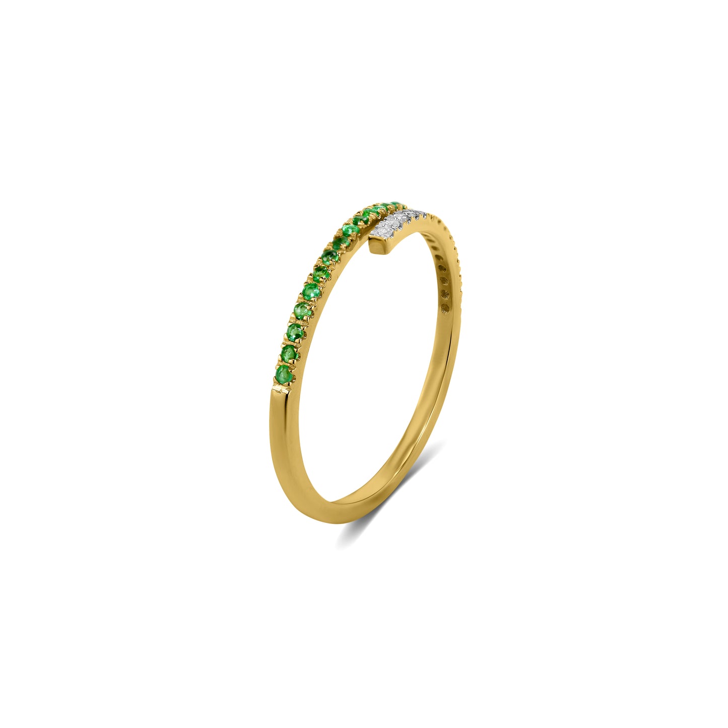 18k Ruby/Emerald/Diamond Bypass Ring