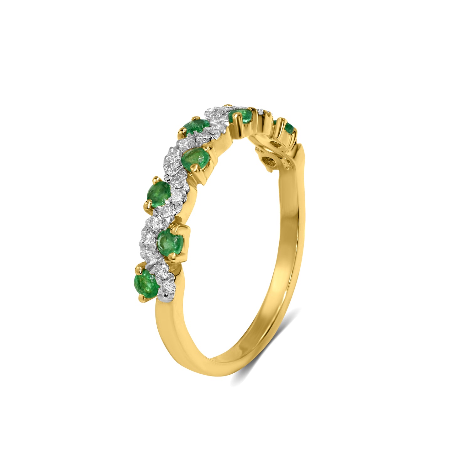 18k Emerald/Blue Sapphire Diamond Wave Ring