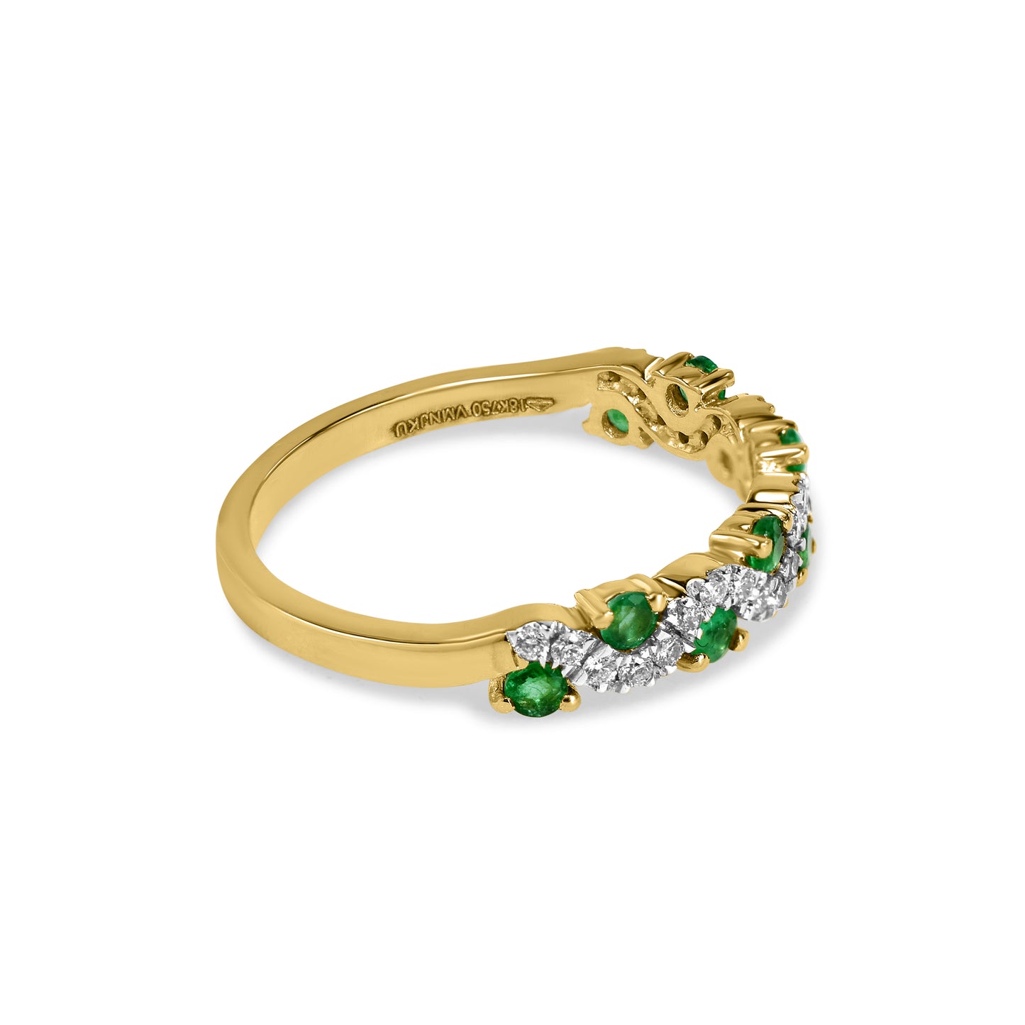 18k Emerald/Blue Sapphire Diamond Wave Ring