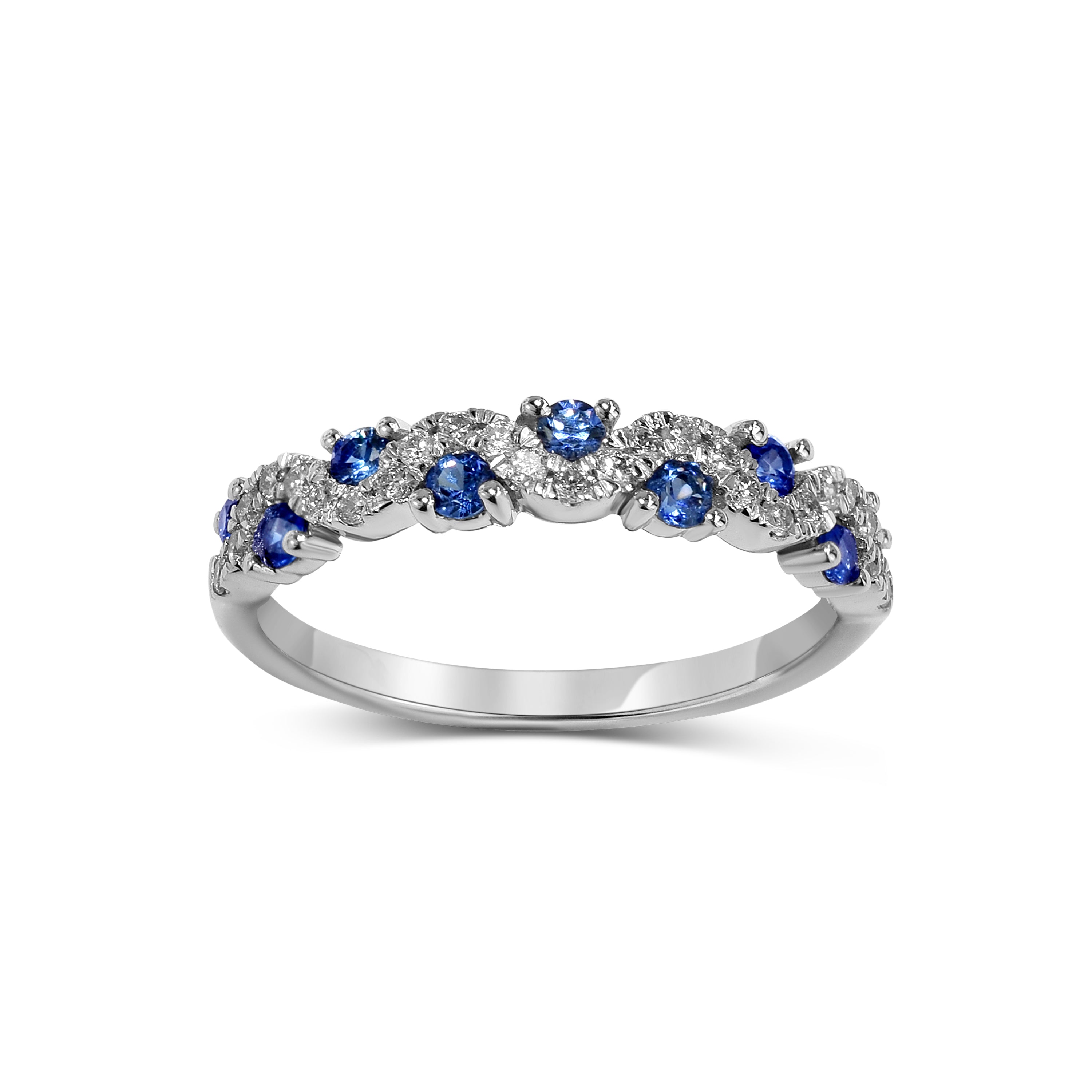 18k Emerald/Blue Sapphire Diamond Wave Ring