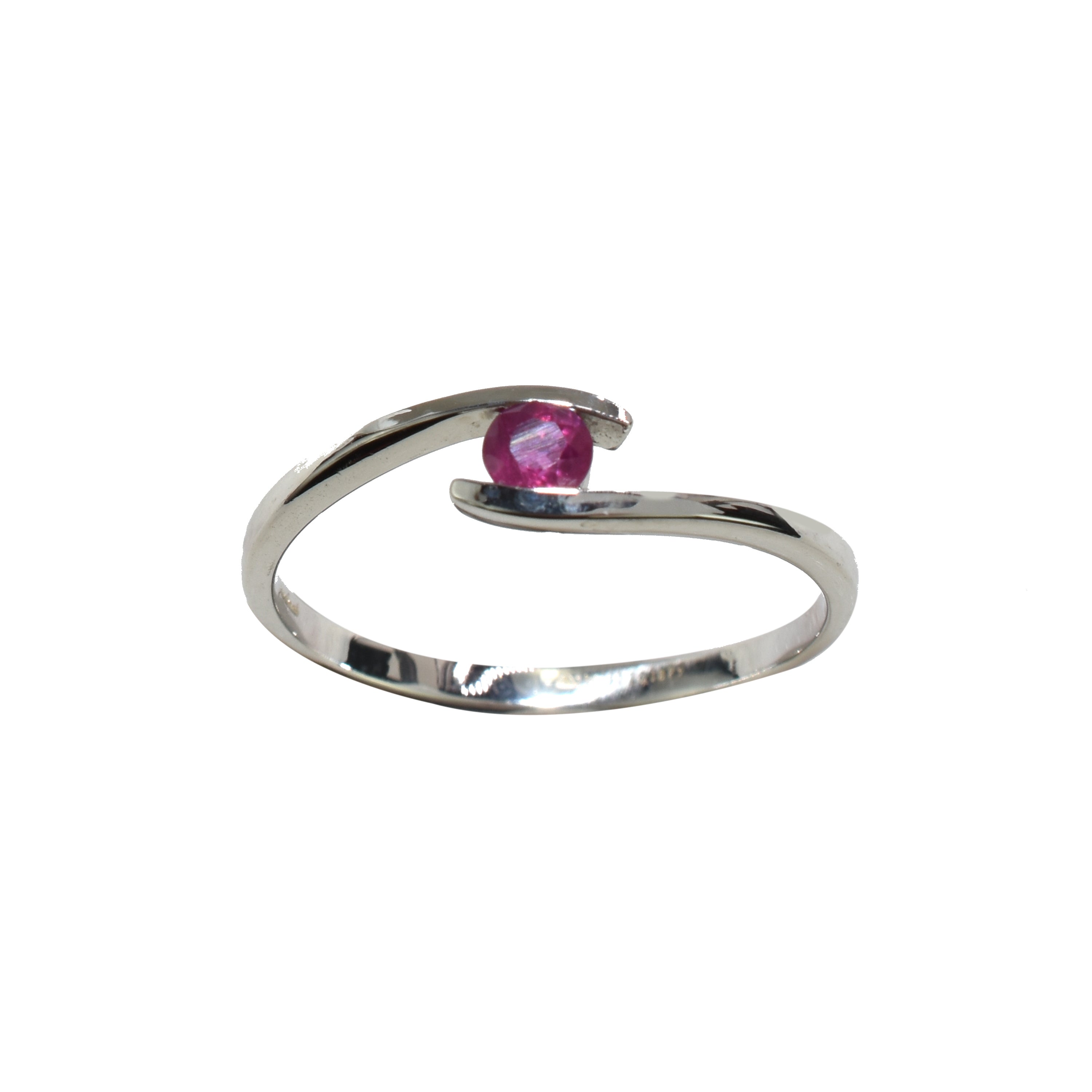 18k White Gold Ruby Bypass Ring