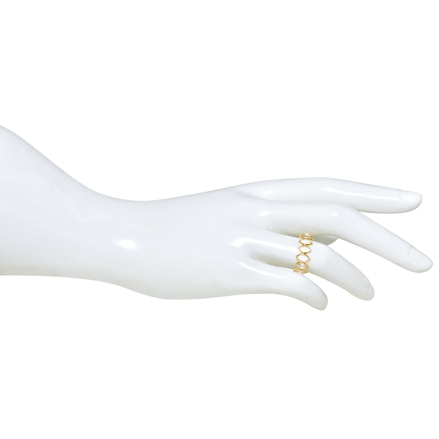 18k Rainbow Moonstone Marquise One Row Ring