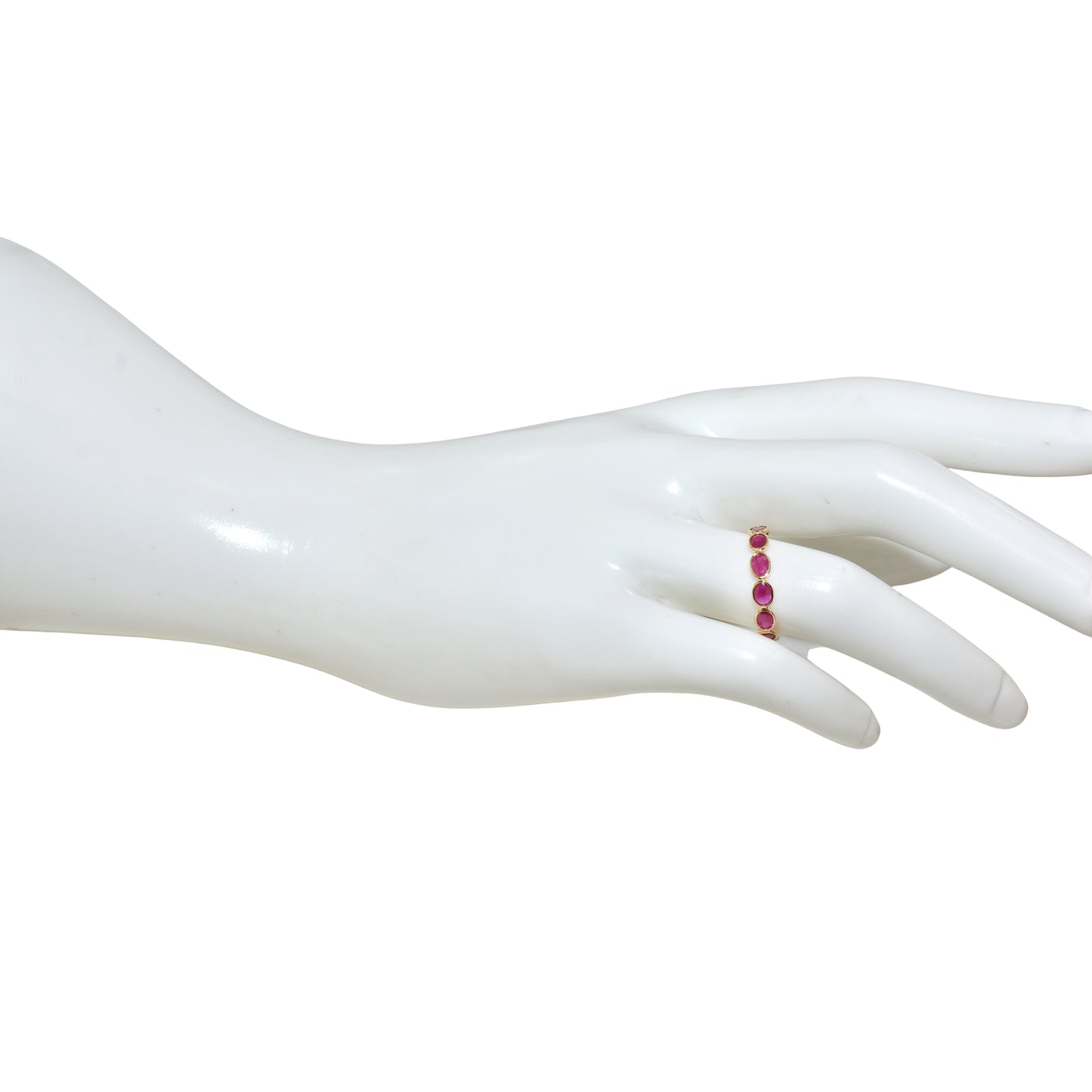 18k Oval Shaped One Row Ruby Ring