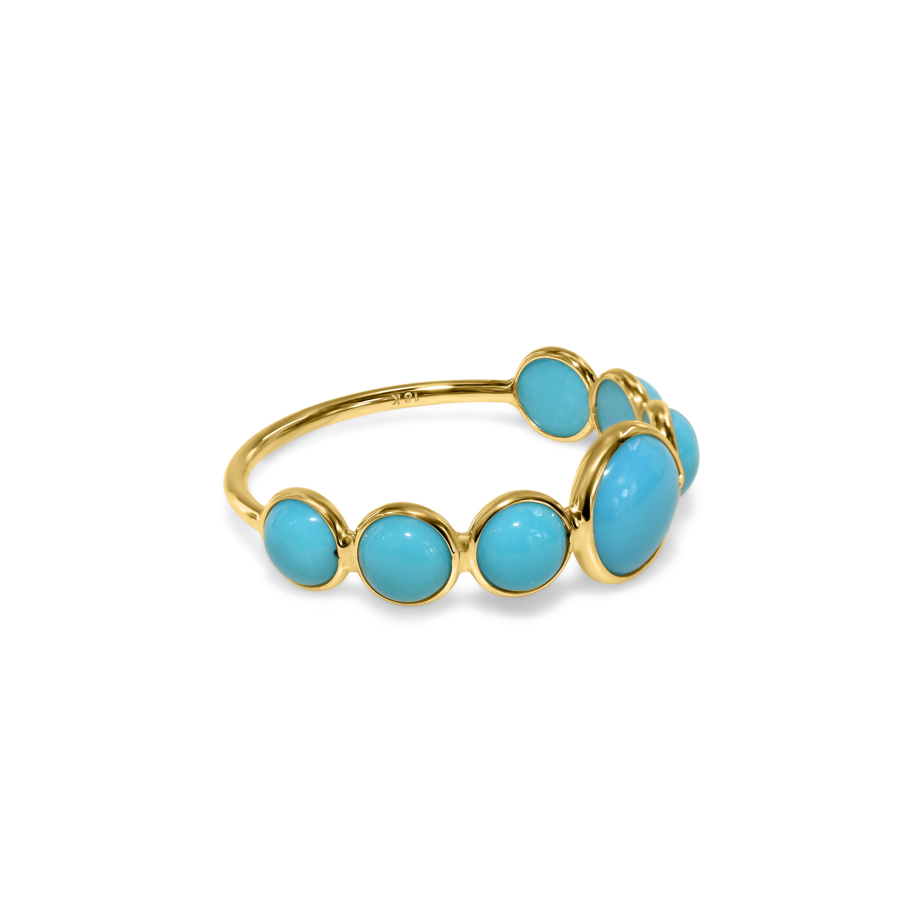 18k Turquoise Circles Bezel Ring