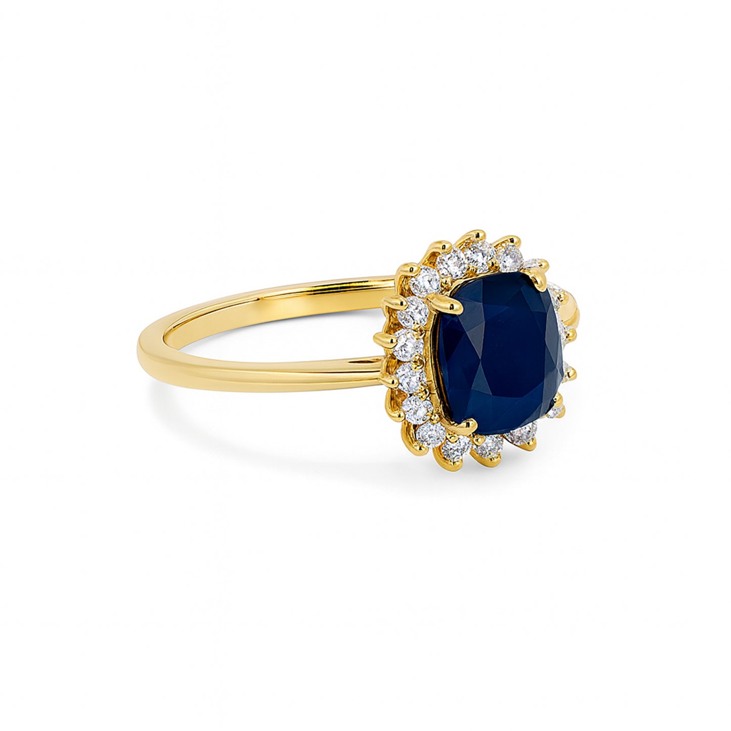 18k Sapphire Diamond Square Cut Ring