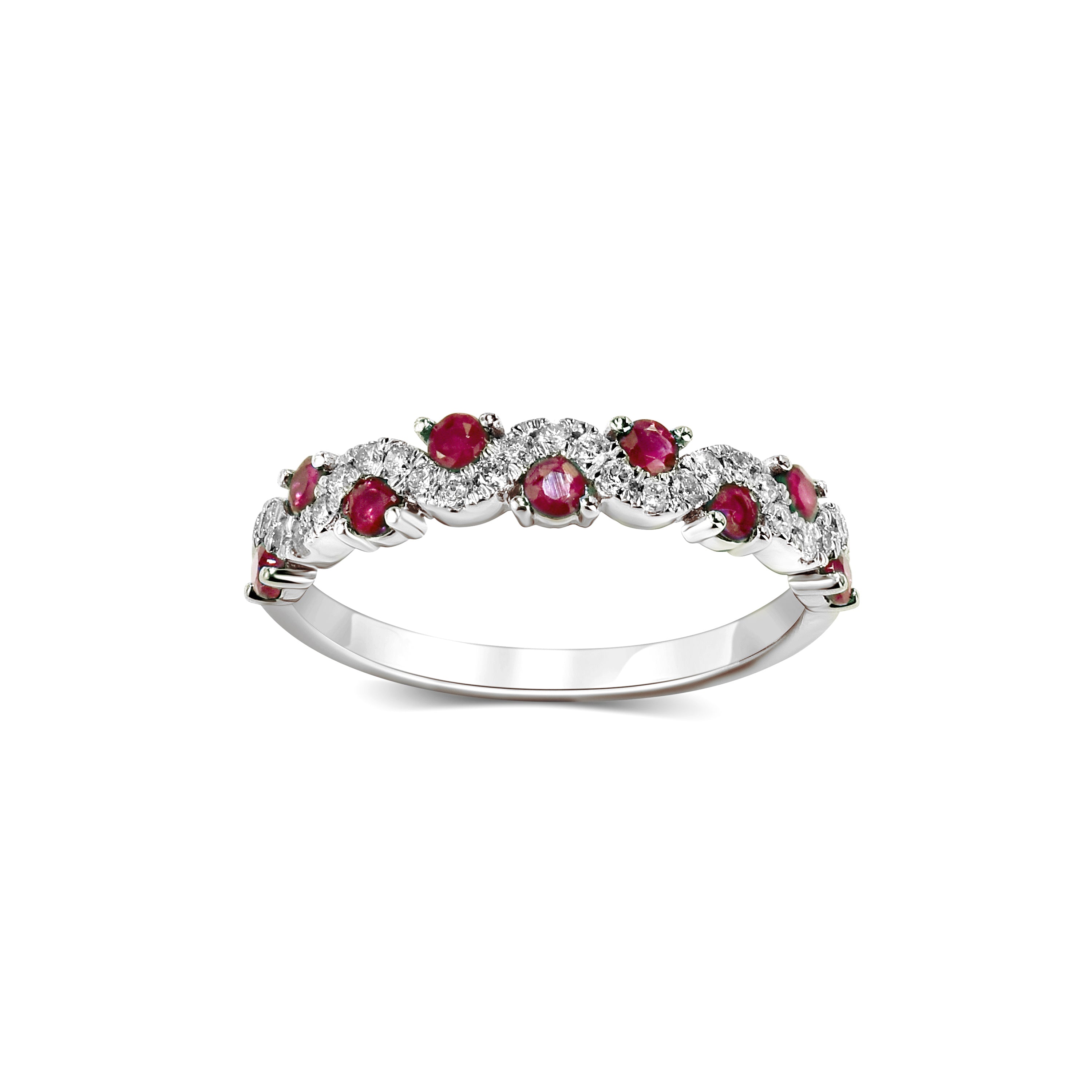 18k White Gold Gemstone Diamond Wave Ring