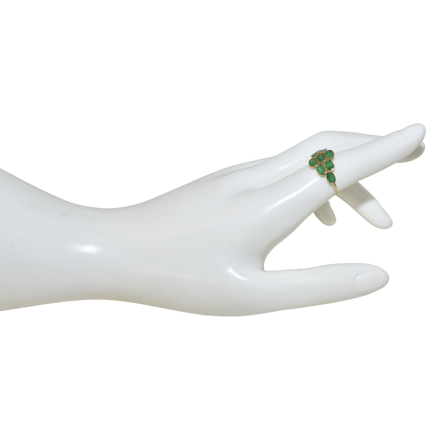 18k Emerald Oval Cluster Ring