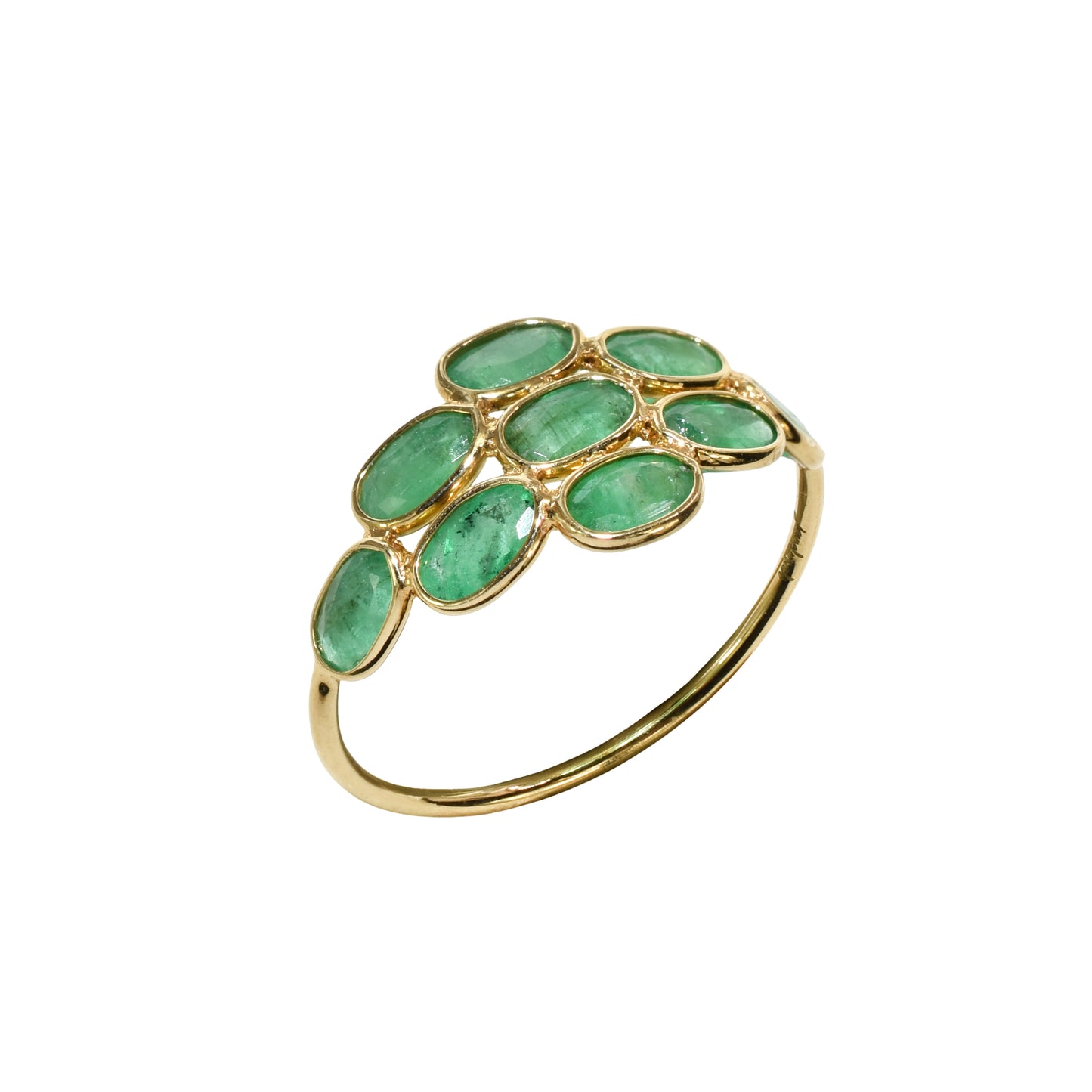 18k Emerald Oval Cluster Ring
