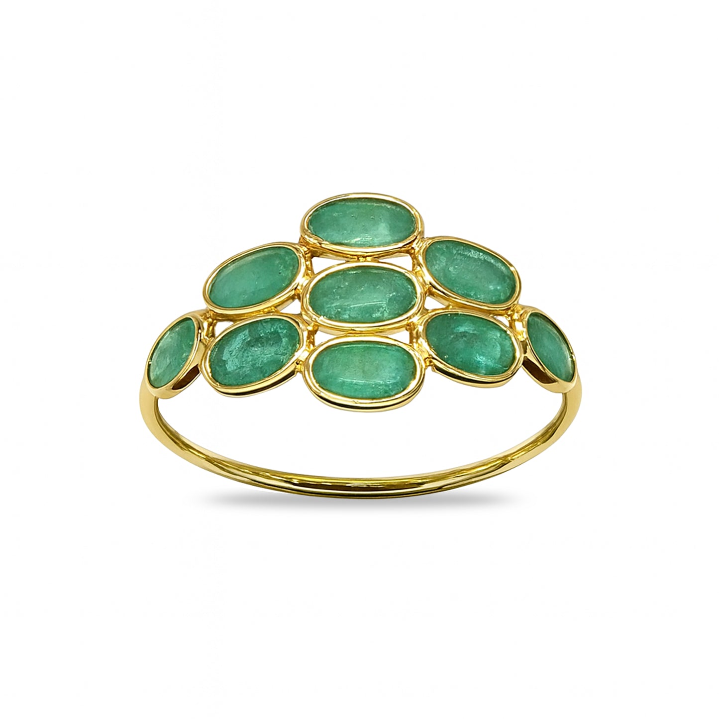 18k Emerald Oval Cluster Ring