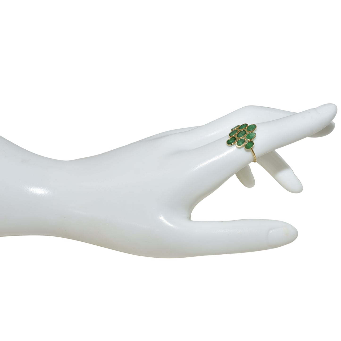 18k Emerald Oval Cluster Ring