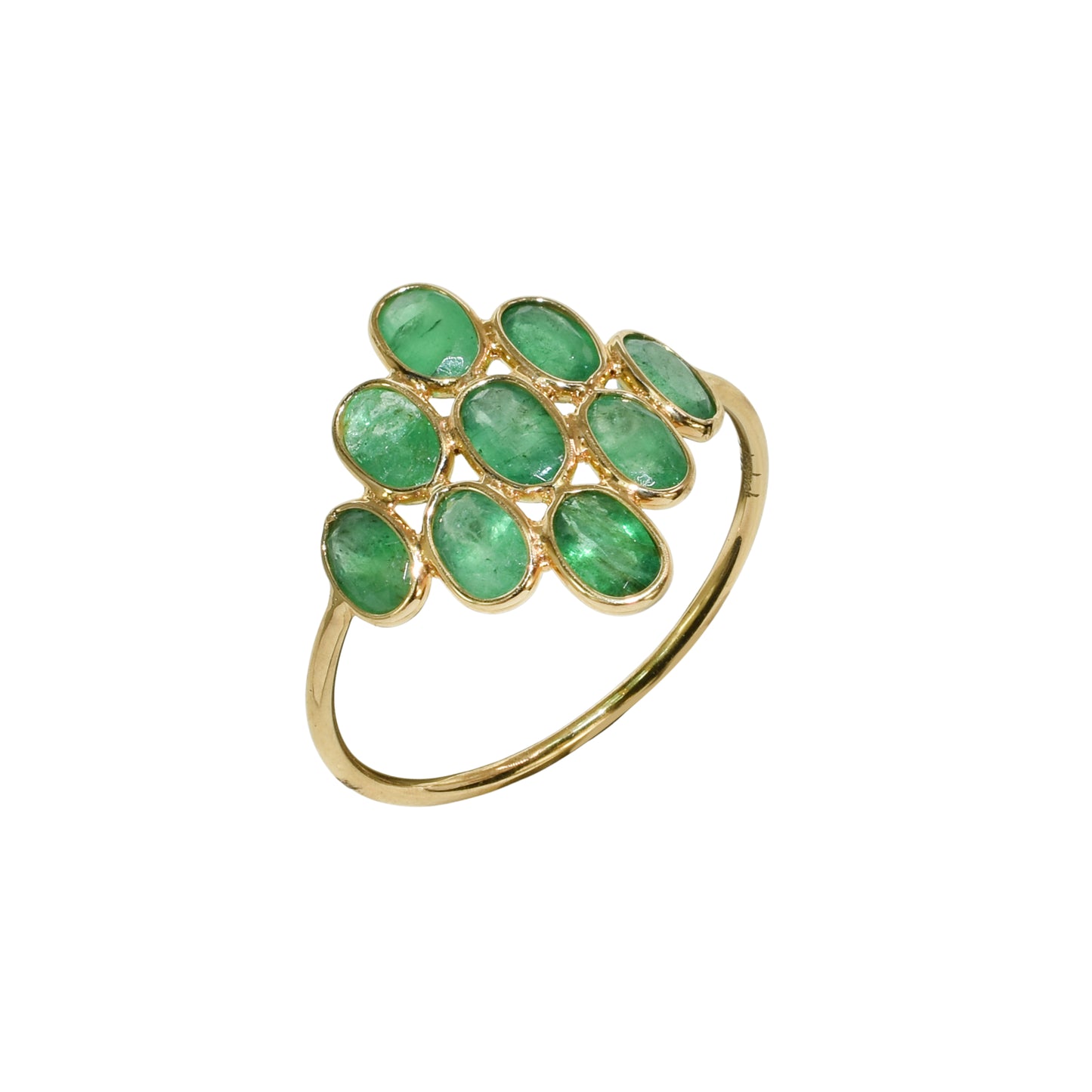 18k Emerald Oval Cluster Ring