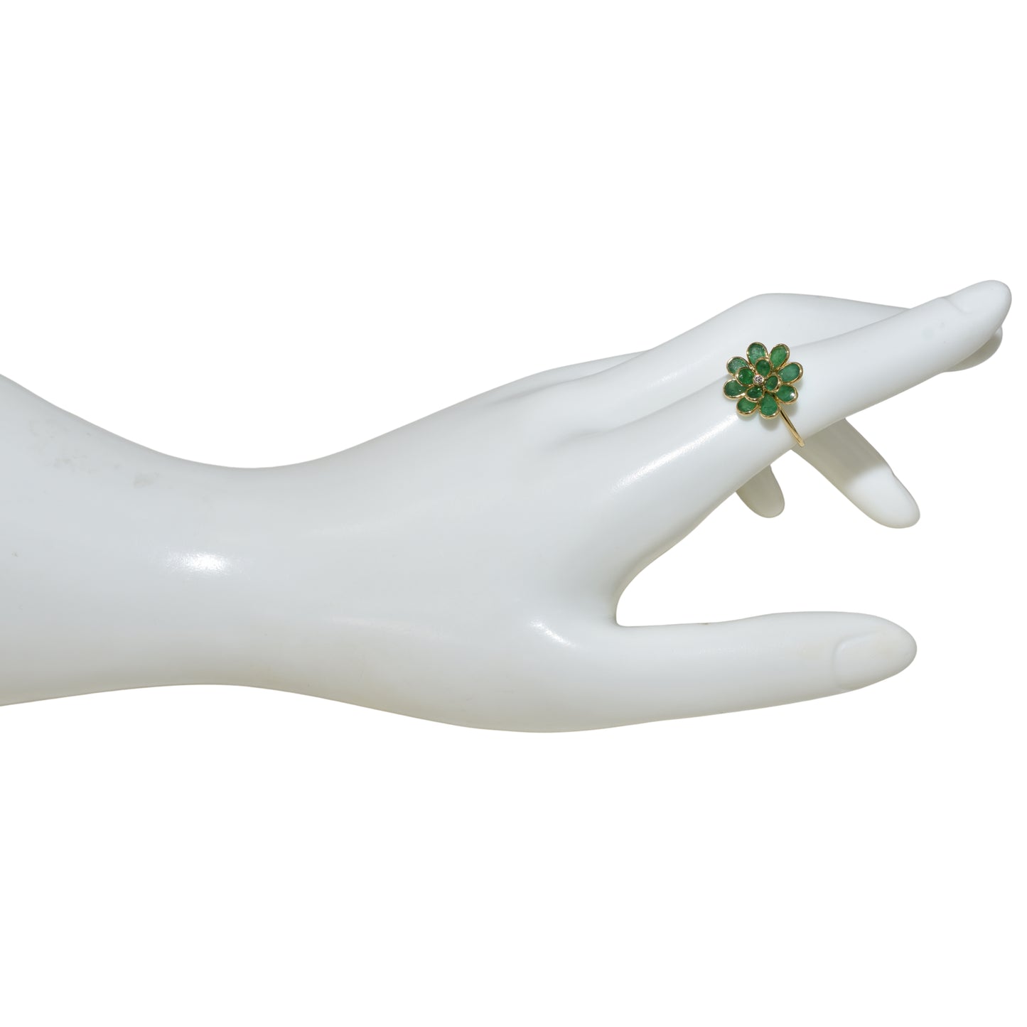18k Emerald Diamond Flower Cluster Ring