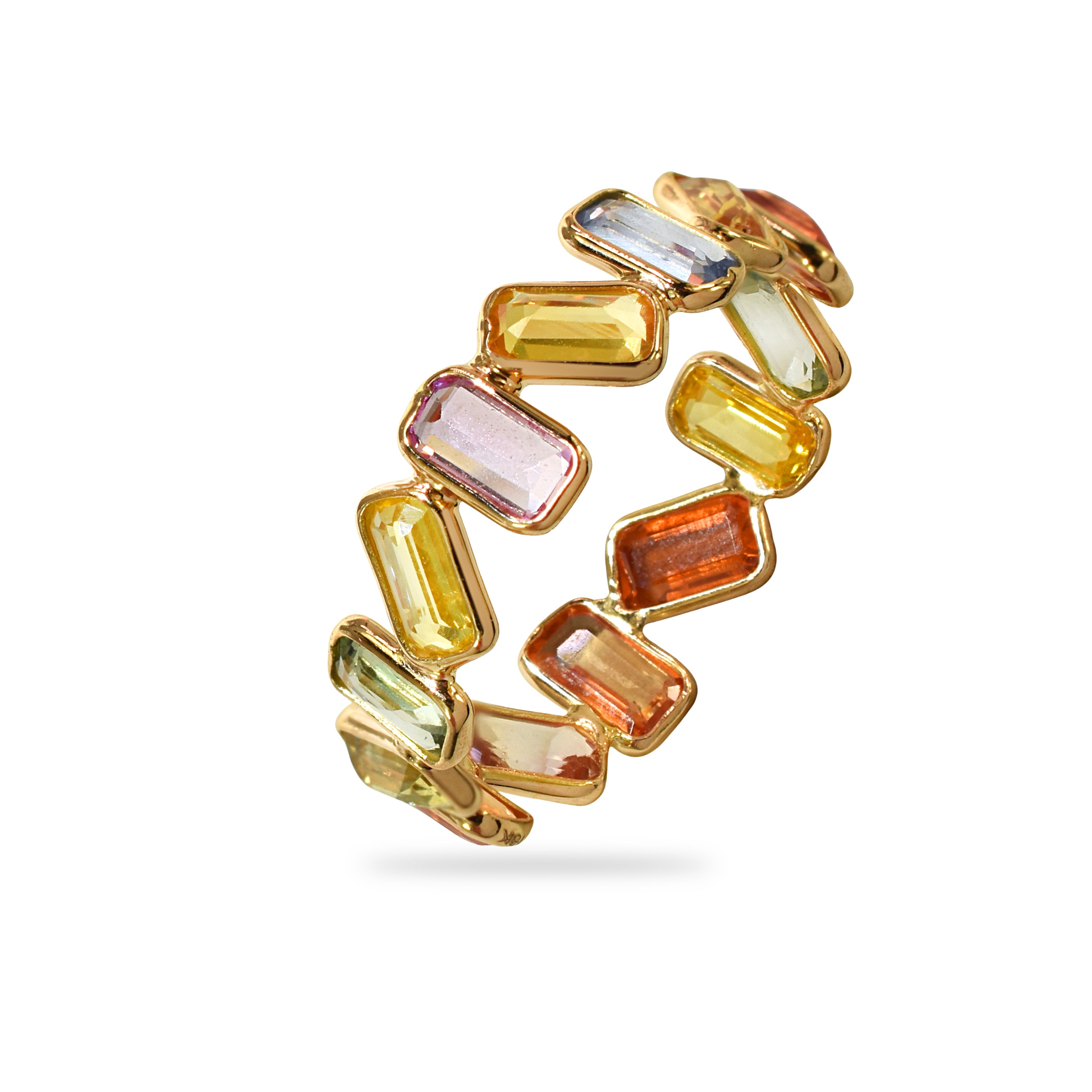 18k Multi Sapphire Rectangles Bezel Ring