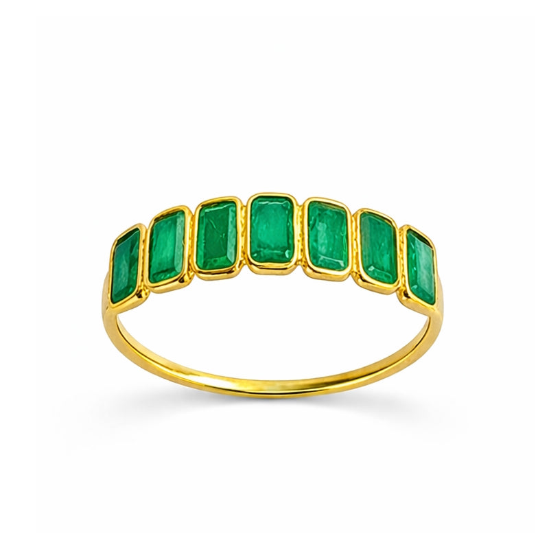 18k Emerald Rectangle Bezel Ring