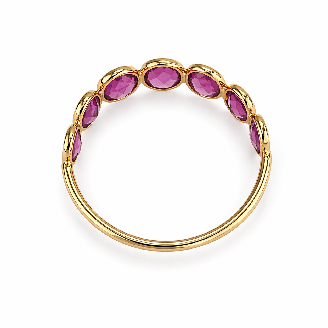 18k Pink Tourmaline Oval Bezel Half Eternity Ring