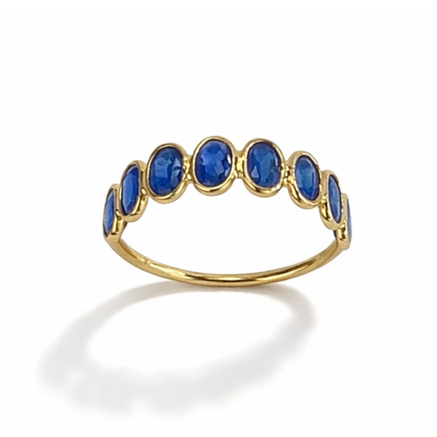 18k Sapphire Uneven Bezel Half Eternity Ring