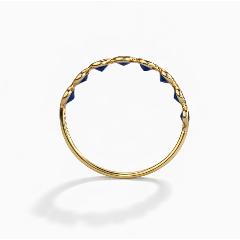 18k Sapphire Uneven Bezel Half Eternity Ring
