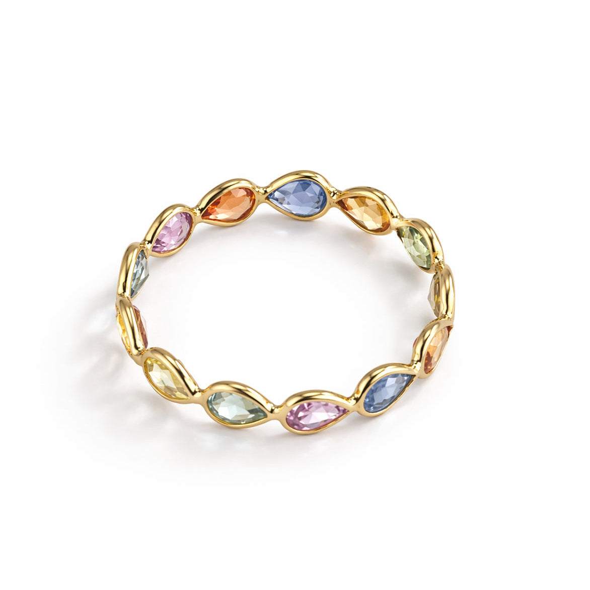 18k Multi Sapphire Pear Shape Bezel Eternity Ring