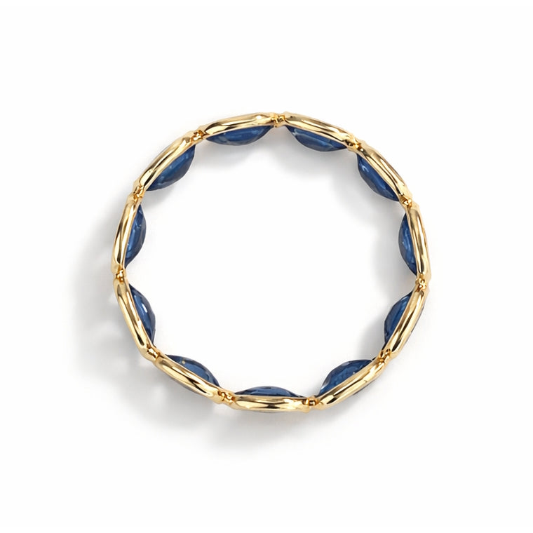 18k Sapphire Oval Bezel Eternity Ring