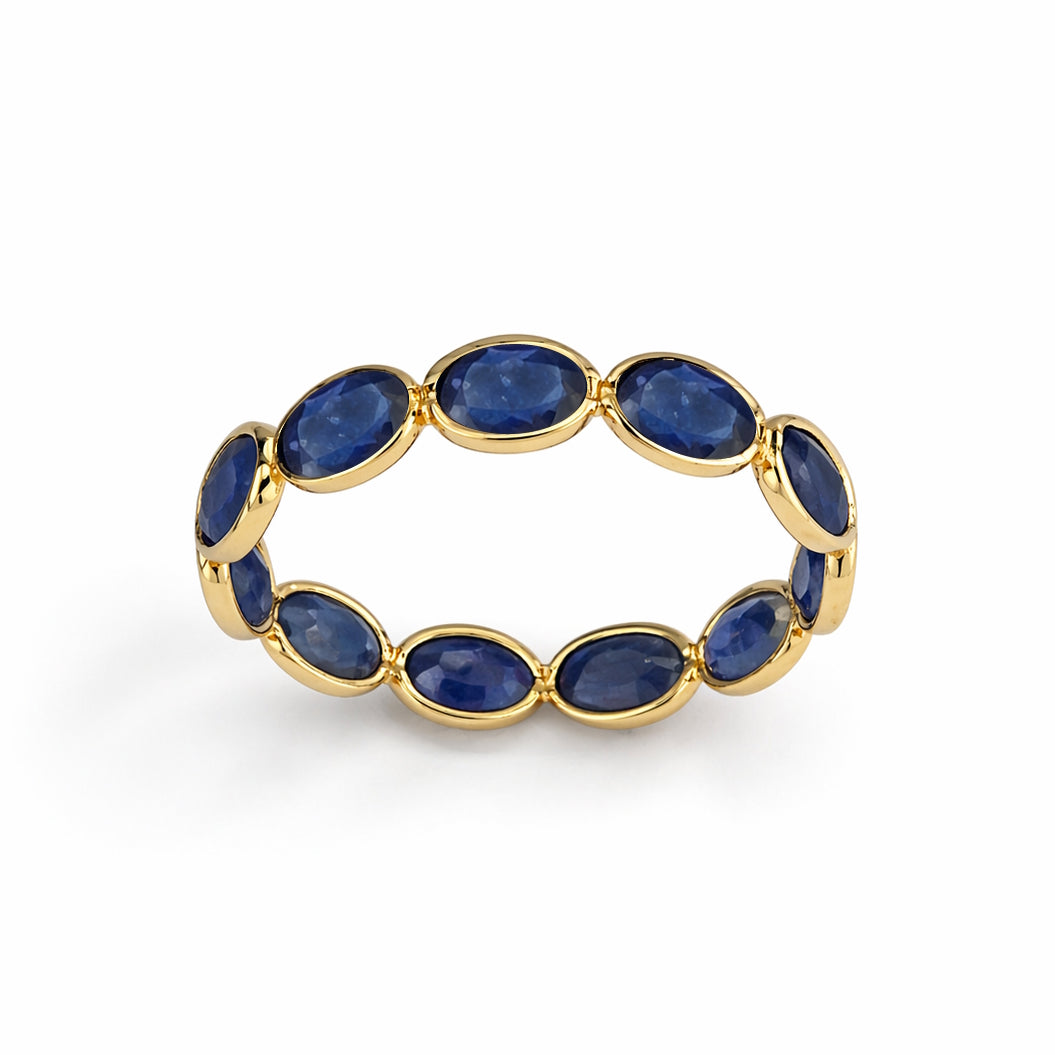 18k Sapphire Oval Bezel Eternity Ring