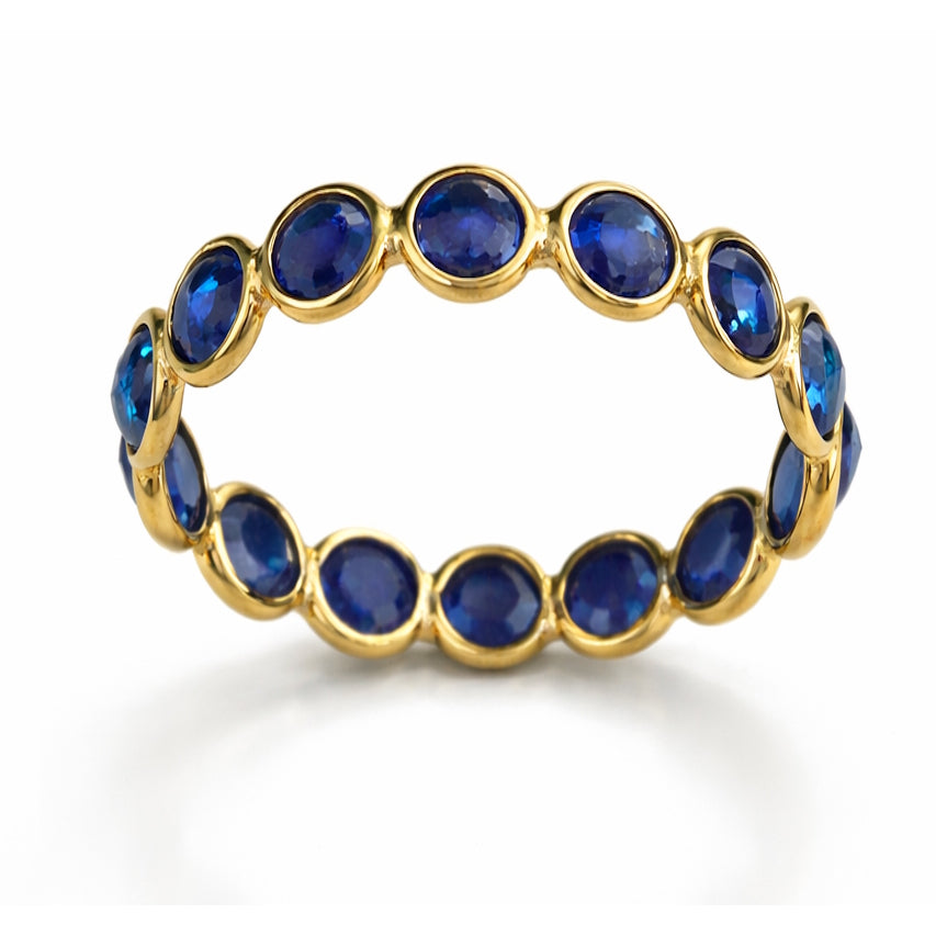 18k Sapphire Round Stones Bezel Eternity Ring