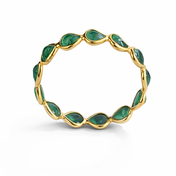 18k Emerald Pear Shape Bezel Eternity Ring