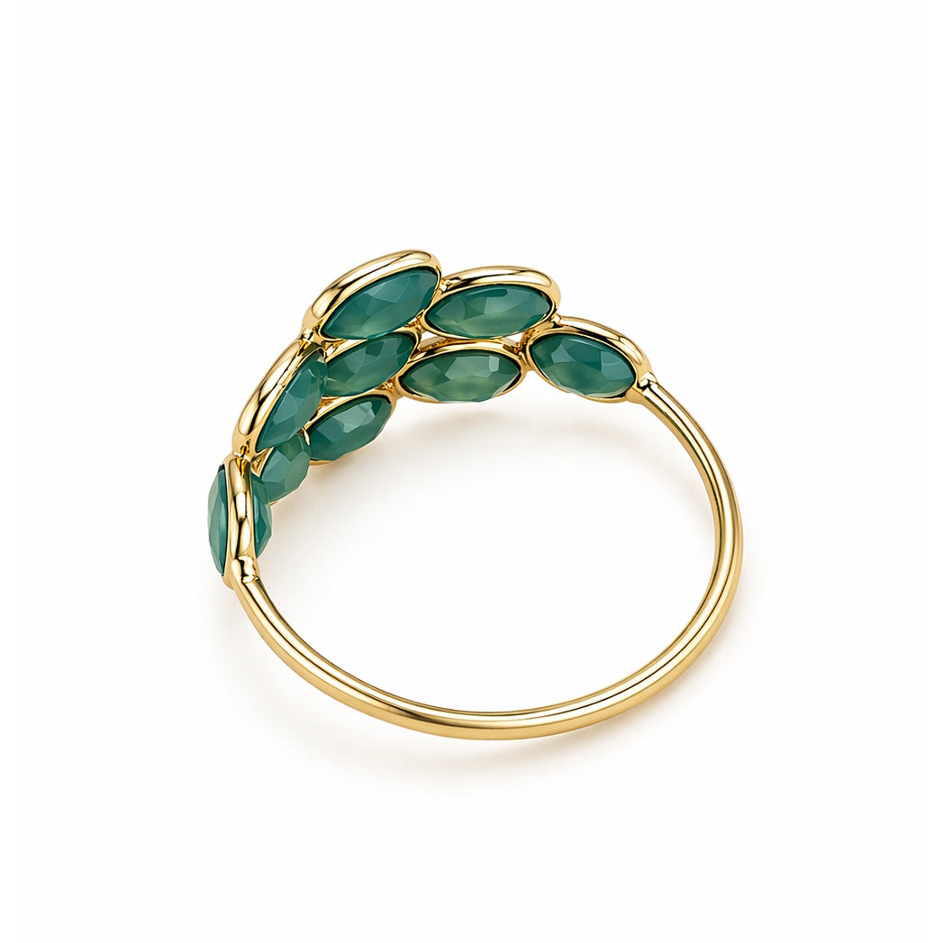 18k Emerald Cluster Mesh Ring