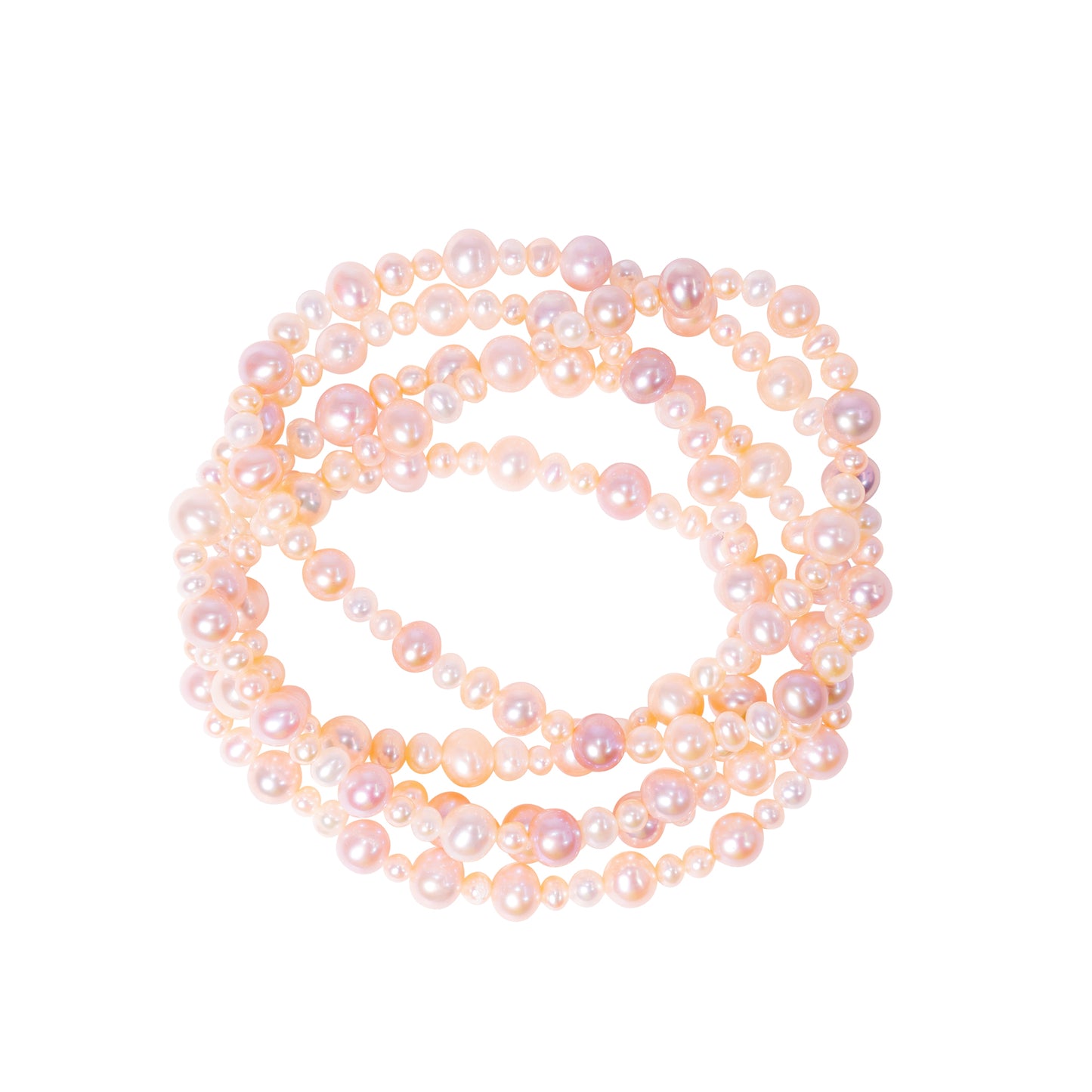 14k Multi Dyed Freshwater Pearls Stretch Bracelet Set Pink