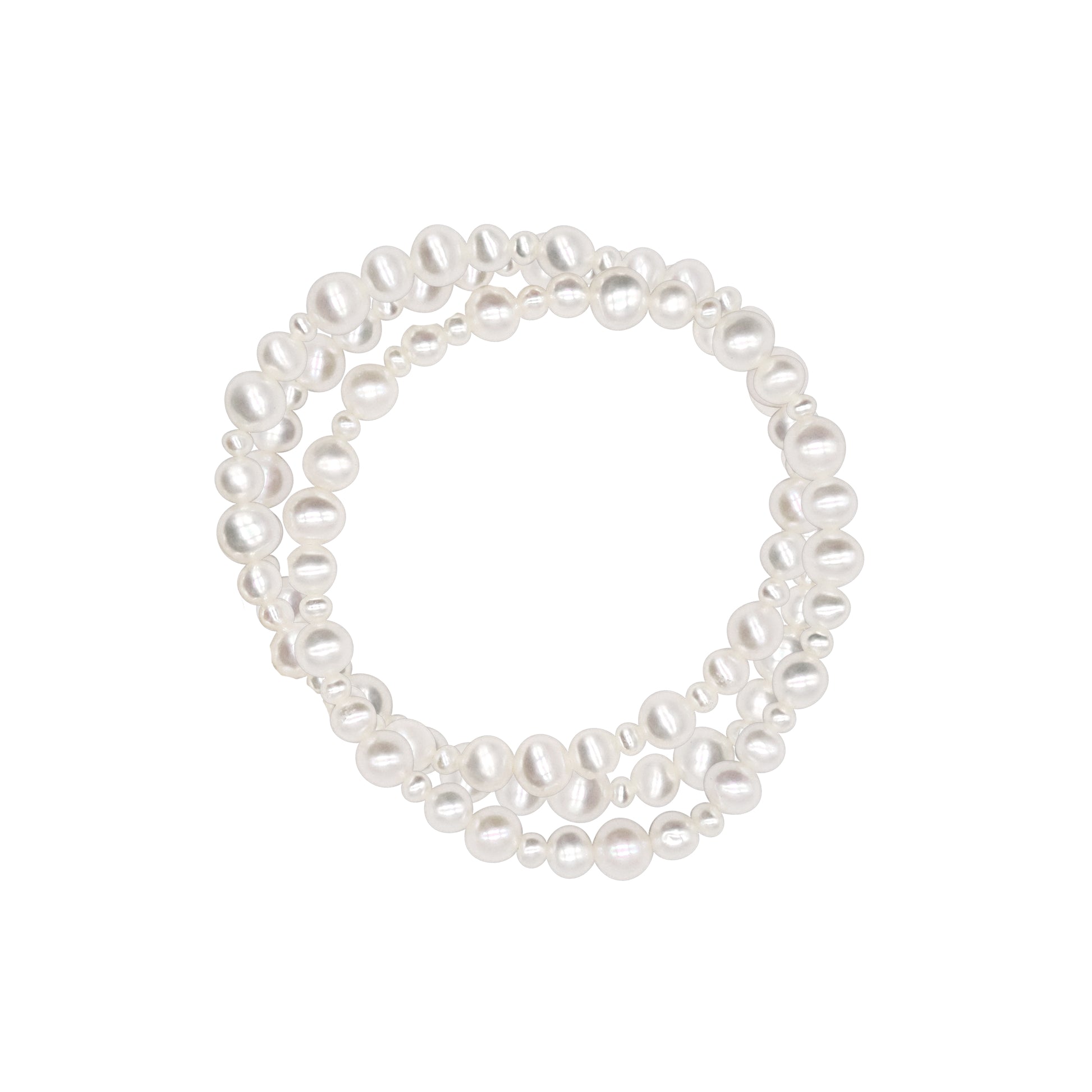 White Freshwater Pearl Stretch Bracelet 3 Pc Set 7"