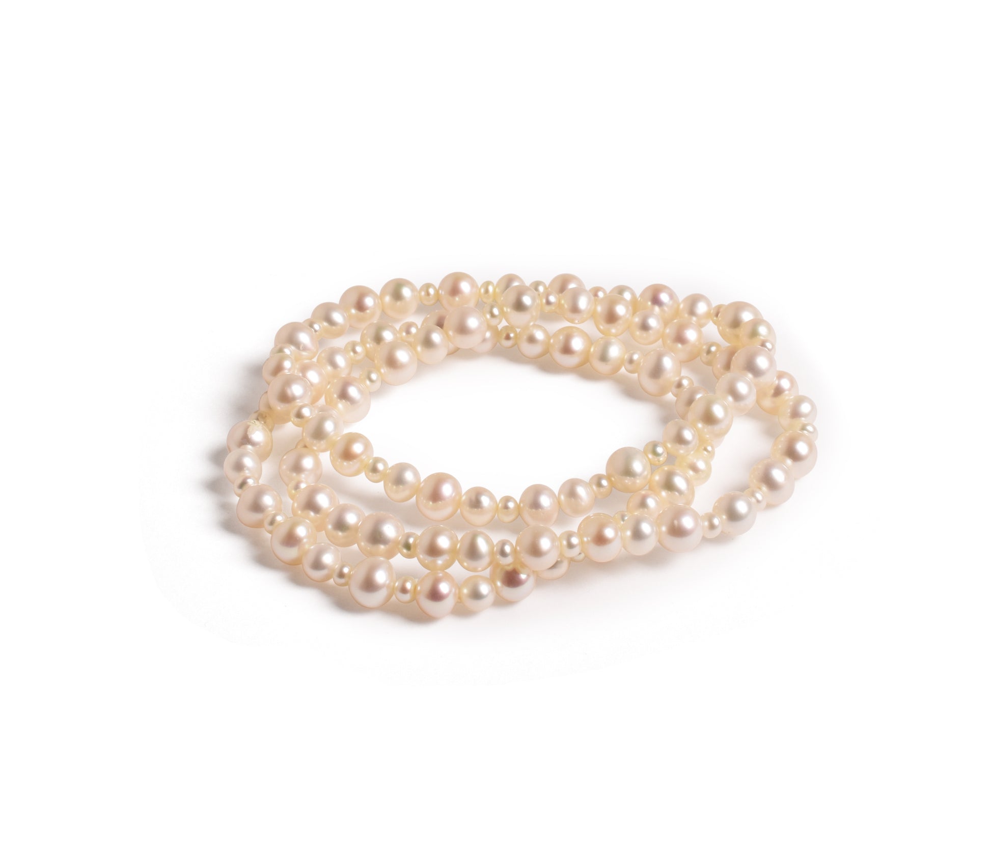 White Freshwater Pearl Stretch Bracelet 3 Pc Set 7"