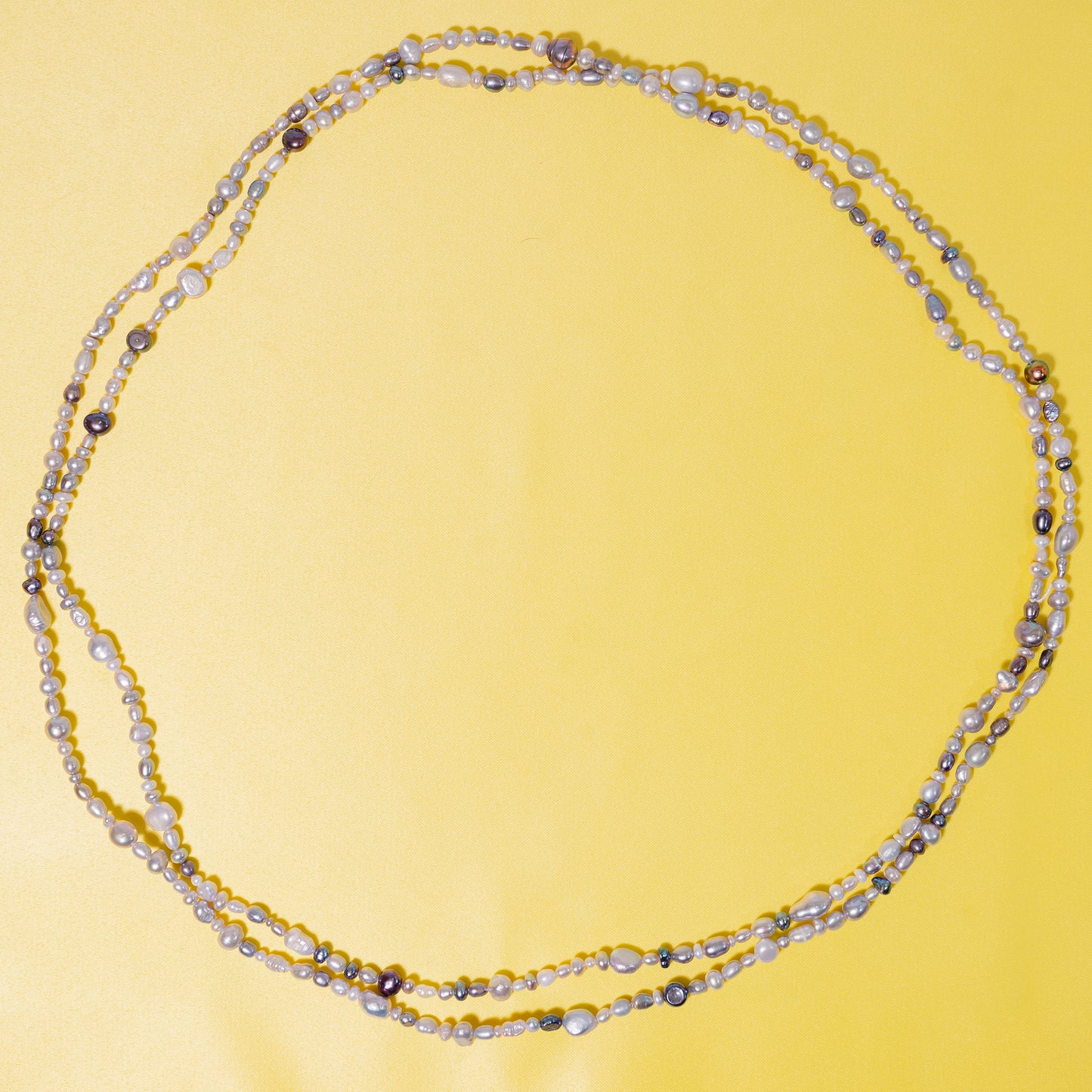 Endless Silver Mixed Freshwater Pearls Necklace 72"