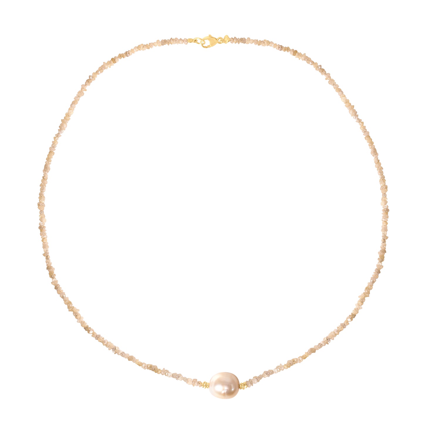 14k Champagne South Sea Pearl Rough Diamond Necklace