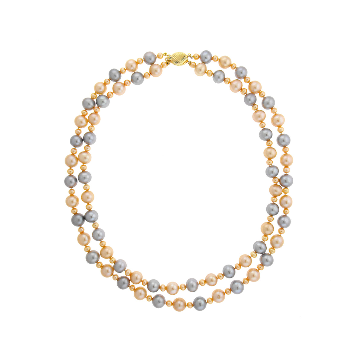 14k Golden Grey Freshwater Pearl 2 Row Necklace