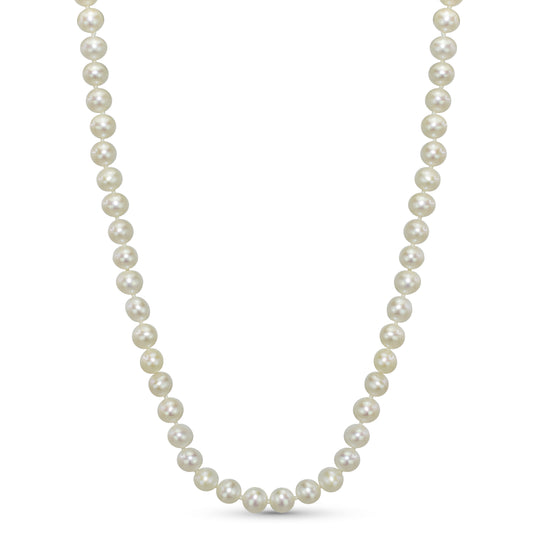 14k Yellow Gold White Freshwater Pearl Strand Necklace 7.5-8mm
