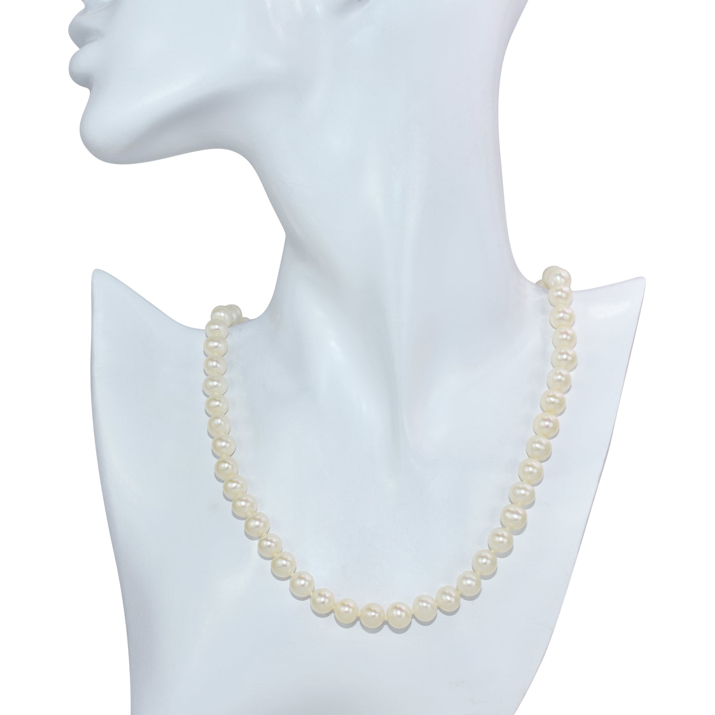 14k Yellow Gold White Freshwater Pearl Strand Necklace