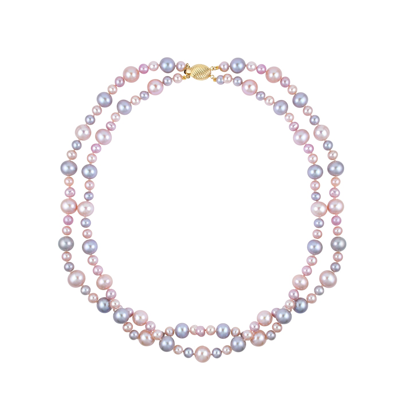 14k Multi Grey and Pink Fresh Water Pearls Necklace