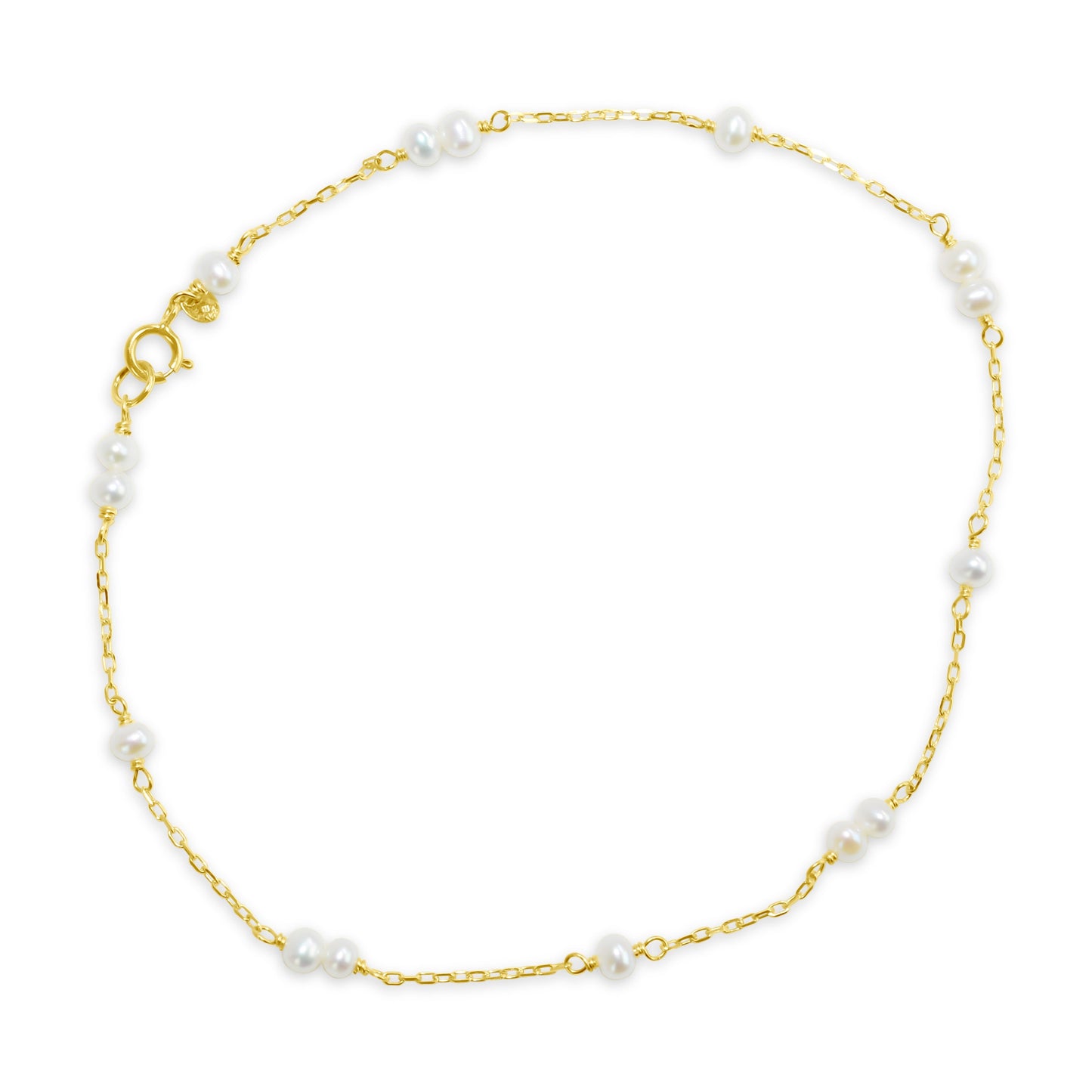 14k White Freshwater Pearl Anklet
