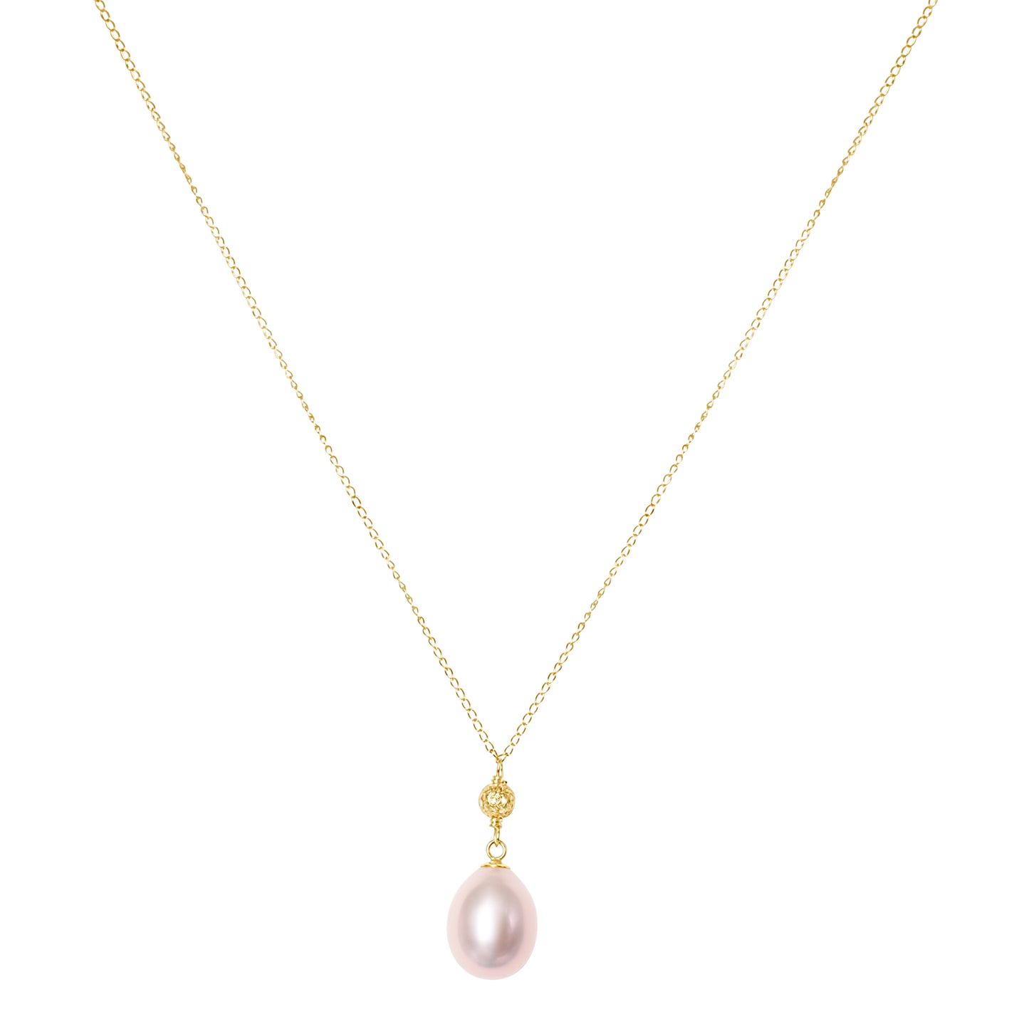14k Pink Freshwater Pearl Drop Necklace 17"