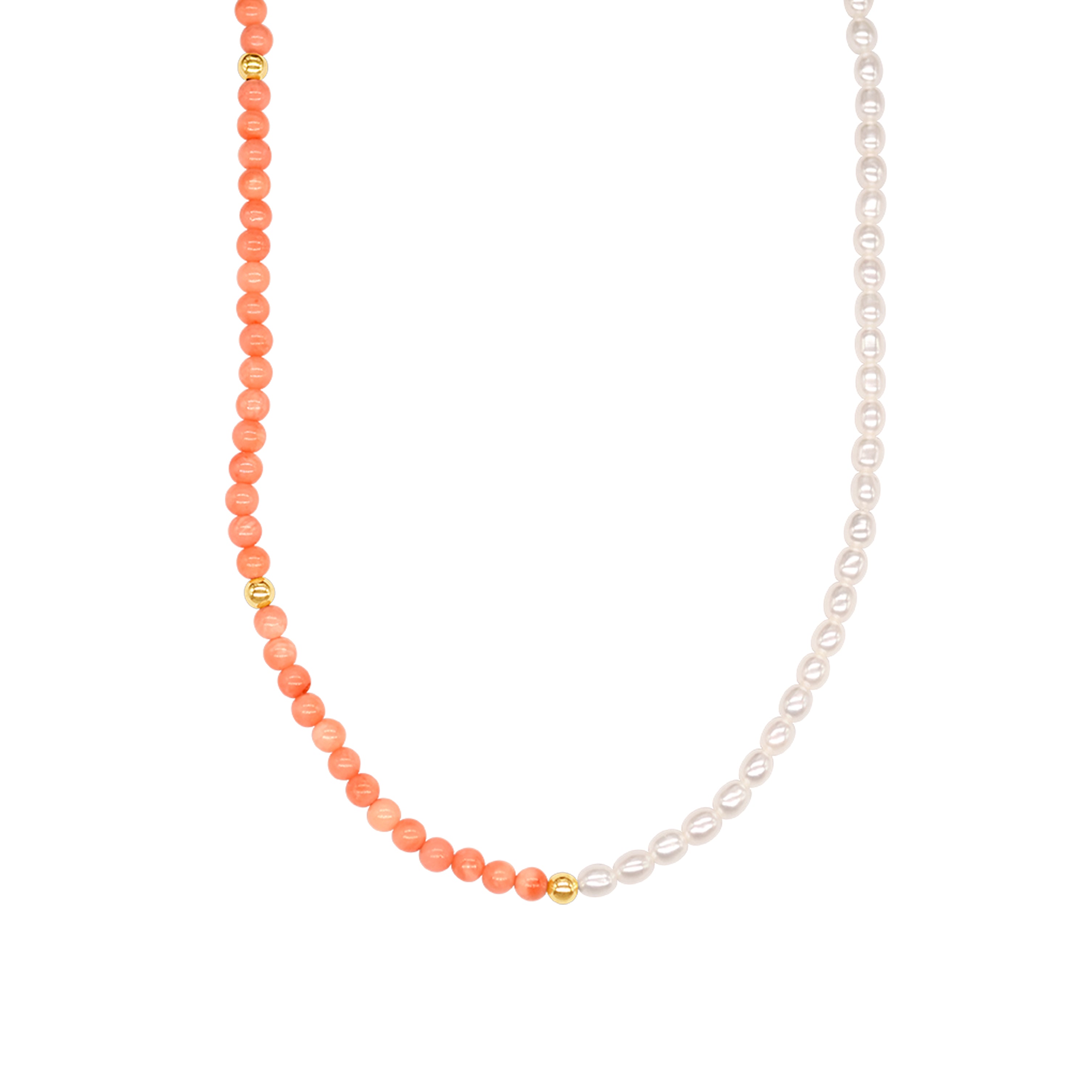 14k White Freshwater Pearl Half & Half Necklace